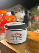 Load image into Gallery viewer, Baby Powder candle fragrance in the little sampler tin, great for trying a new fragrance