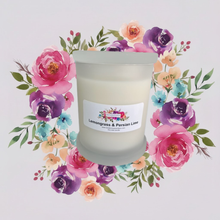 Load image into Gallery viewer, Rendezvous Candle Co Lemongrass and Persian Lime Frosted Monaco Glass jar on lavender frosted background