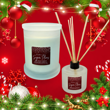 Load image into Gallery viewer, Dancing Sugar Plums Bundle - Large Monaco Frosted Glass Jar Candle and 200ml Frosted Glass Reed Diffuser
