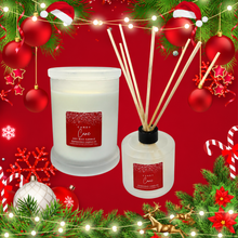 Load image into Gallery viewer, Candy Cane Bundle, with Large Monaco Frosted Glass Jar and 200ml Frosted Glass Reed Diffuser