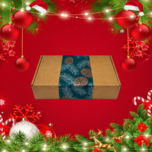 Load image into Gallery viewer, Christmas petite jar trio gift box with pinecone christmas band