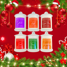 Load image into Gallery viewer, Petite jars trio with six xmas fragrances.