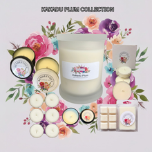 Load image into Gallery viewer, Rendezvous Candle Co Kakadu Plum soy candle collection — jar, tins, tea lights and wax melts on lavender floral background
