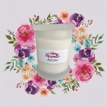 Load image into Gallery viewer, Rendezvous Candle Co Musk Stick Monaco Glass Jar on Lavender Floral background 

