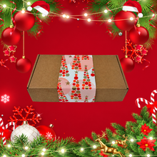 Load image into Gallery viewer, Christmas petite jar trio gift box with dotted Christmas tree band
