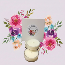 Load image into Gallery viewer, Rendezvous Candle Co Maxi Tea Lights on Lavender Floral Background 
