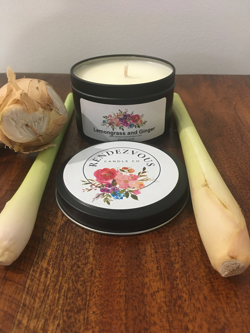 Lemongrass and Ginger Scented Soy Candle